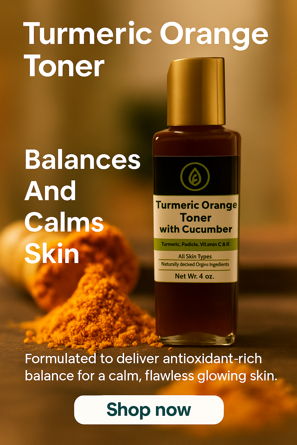 Turmeric Orange Toner with Cucumber - Balancing & Refreshing Face Toner